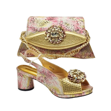 Italian Shoes and Bags Matching Set Decorated with Rhinestone Nigerian Heel Party for Women African Wedding Shoes with Bag