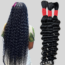 Deep Wave Human Braiding Hair 100% Unprocessed Human Hair Braiding Hair No Weft 16-28 Inch Curly Bulk Human Hair for Braiding