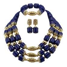 Nigeria Wedding Jewelry Set Imitation Coral Beads Golden Pendant Necklace for Women Resin Material African Bride Accessorise