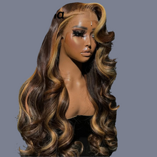 13x6 Body Wave Highlight Lace Front Synthetic Ombre 13x4 Lace Frontal Wigs Honey Blonde Colored Wigs For Women