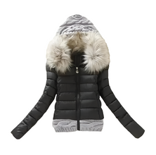 Women's Fashionable Big Fur Collar Hooded Jacket