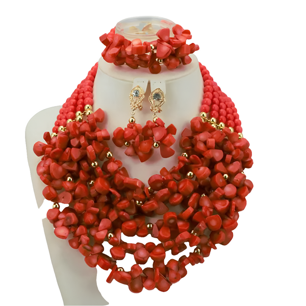 African Wedding Coral Beads Jewelry Set African Beads Jewelry Sets Nigerian Wedding Jewelry