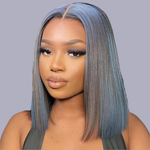 Transparent Straight Bob 13x4 Lace Frontal Wig Peruvian Highlight Yellow Pink Blue Colored Short Bob Human Hair Wig For Women
