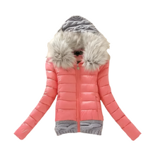 Women's Fashionable Big Fur Collar Hooded Jacket