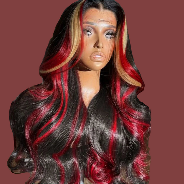 13x6 Body Wave Highlight Lace Front Synthetic Ombre 13x4 Lace Frontal Wigs Honey Blonde Colored Wigs For Women