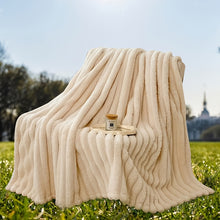 Luxurious Faux Rabbit Fur Double-Sided Throw Blanket - Warm, Soft & Cozy for Naps, Office, Outdoor Camping & Sofa Use - Machine Washable