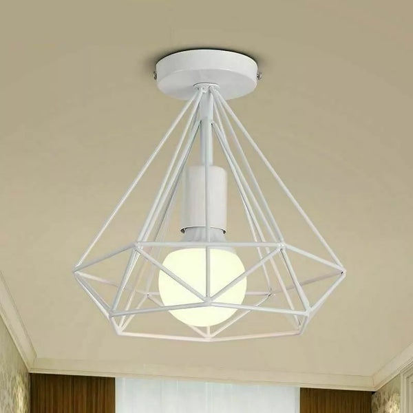 Modern Cage Geometric white Ceiling Light  Fitting ~5436